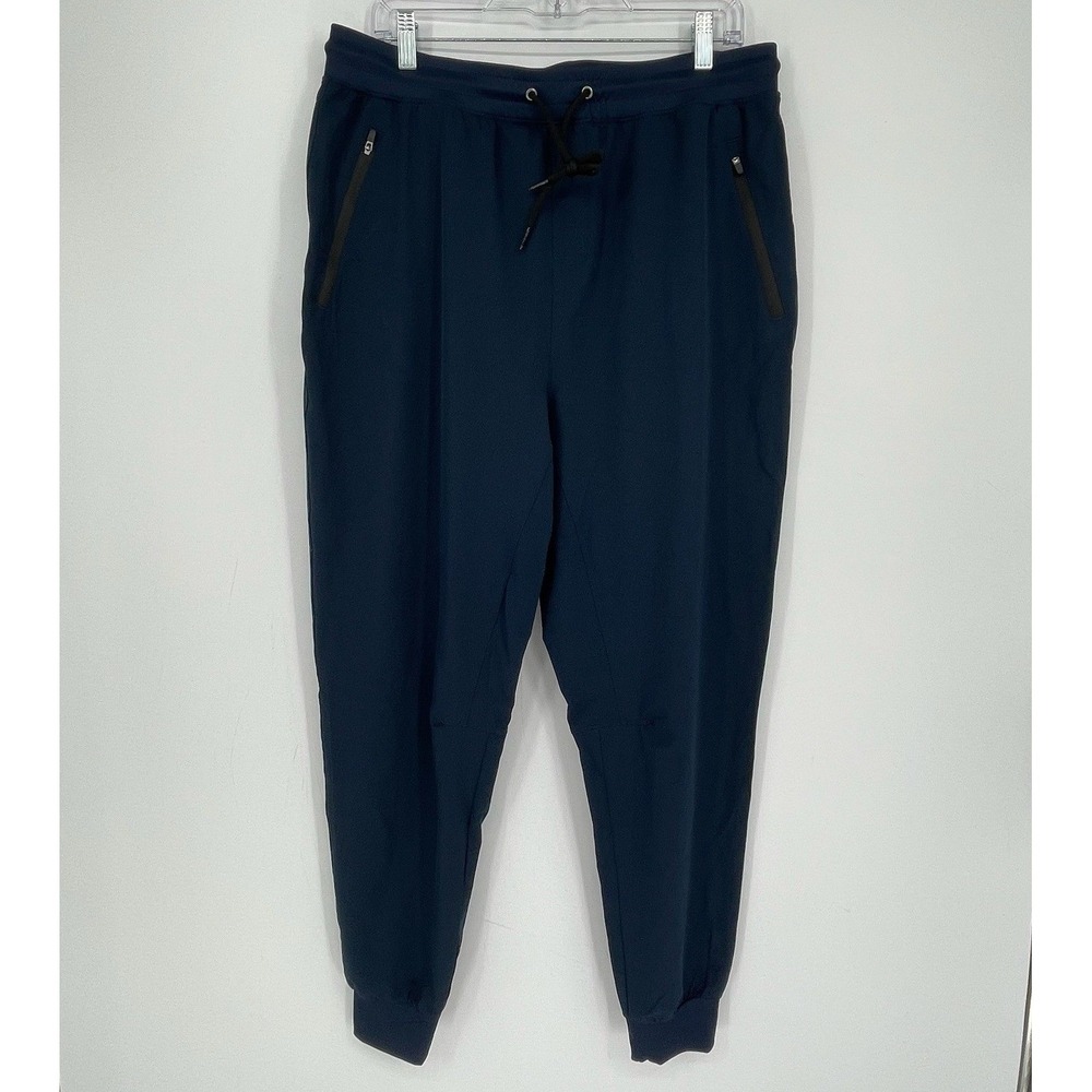 Pudolla NWT Women's Navy Zip Pockets Elastic Waist Stretch Jogger Pants Size XL
